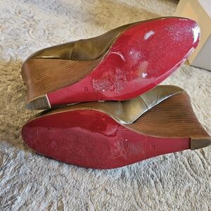 Christian Louboutin Olive Wedges with Red Soles